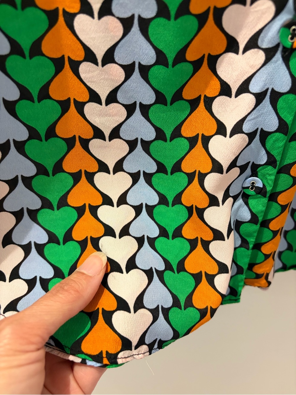 Diane von Furstenberg Washington Blouse in Heart Trail | Silk Blend Button Front - Picture 9 of 9